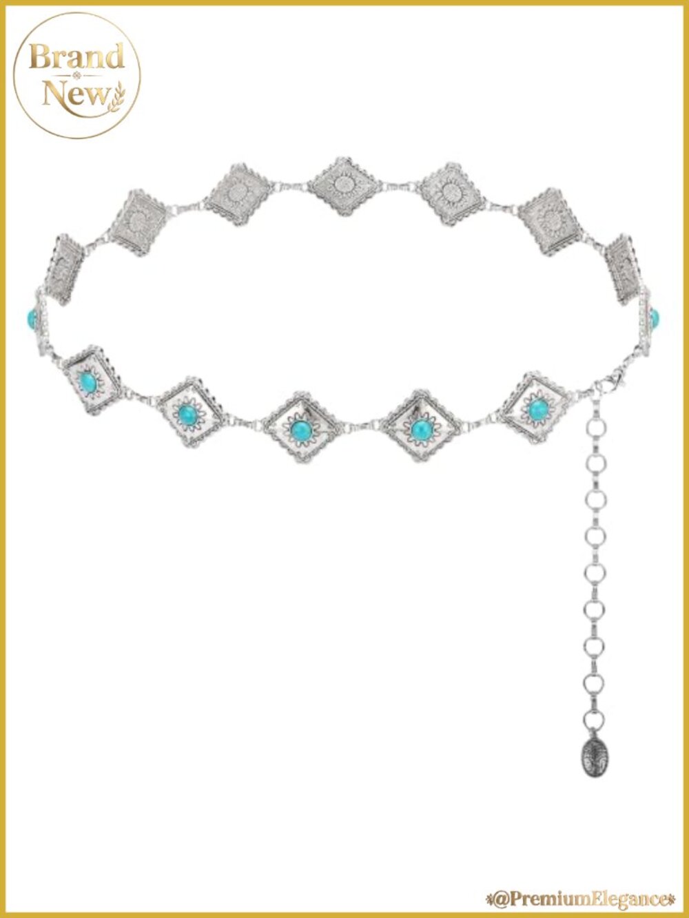 Western Turquoise Chain Belt for Women Adjustable Cowgirl Rodeo